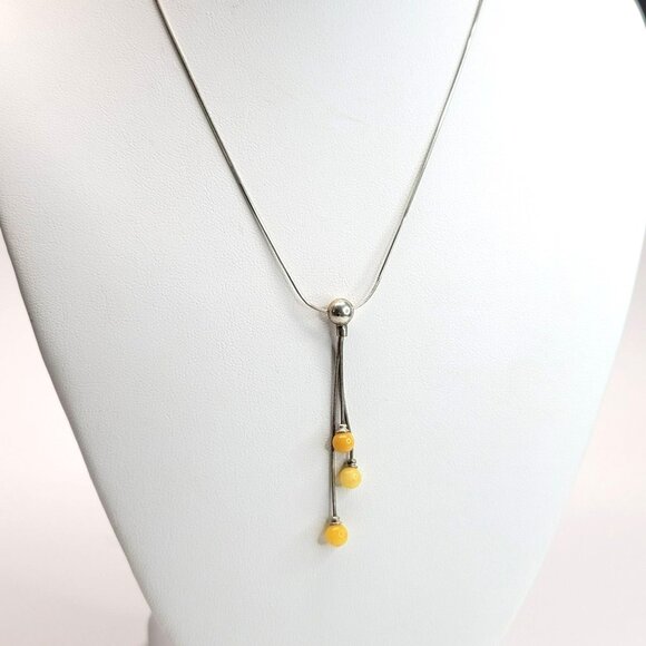 Vintage Sterling Silver Snake Dangle Bead Slide Chain 925 16.5"+Extender CT27 - Picture 5 of 8